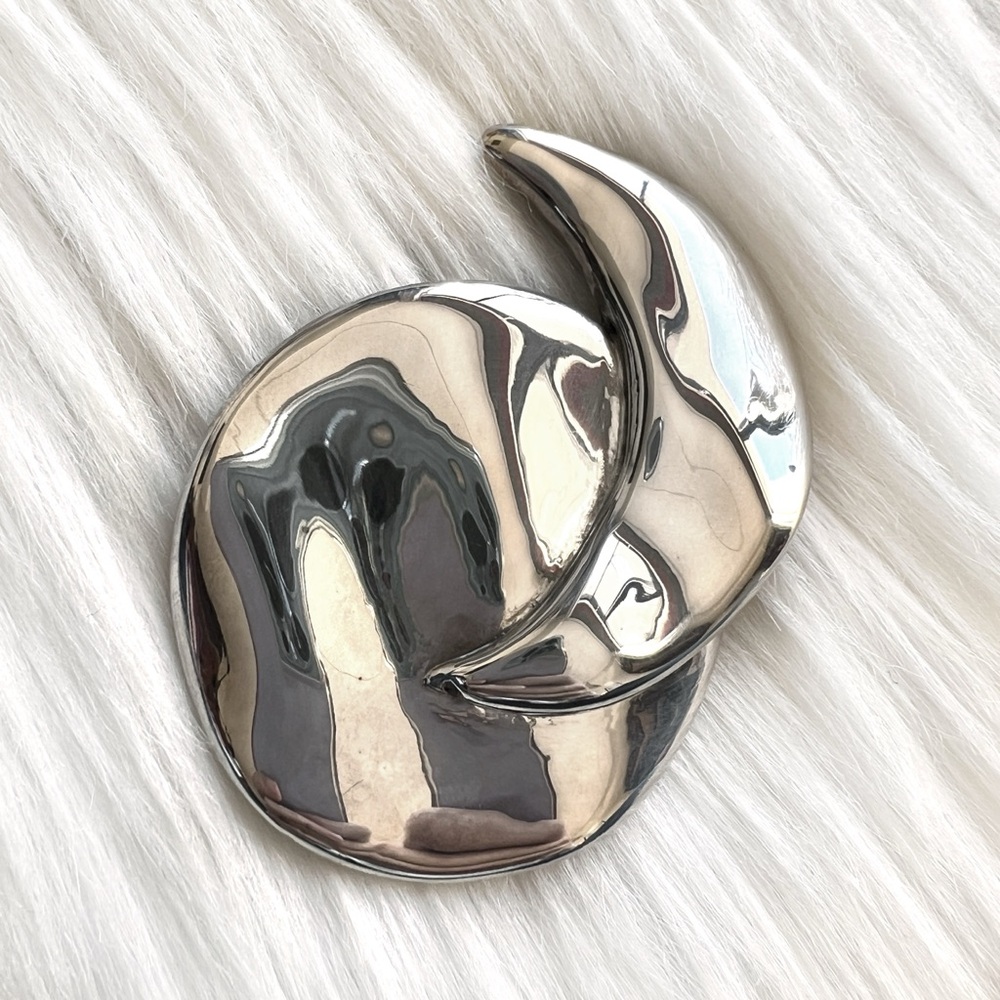 XL Vintage Sterling Silver Sun & Moon Pendant / Brooch • Electroformed Pin